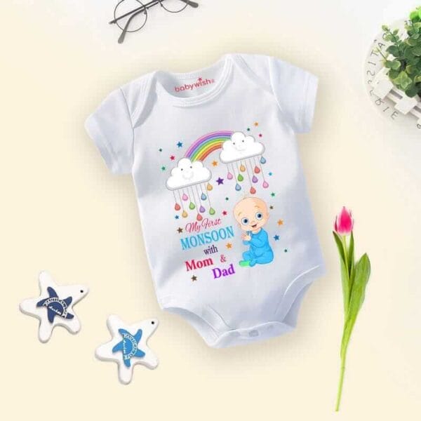 Baby Newborn Monsoon Bodysuits romper Half Sleeve Envelope Neck Onesies Rainfall  Outfit