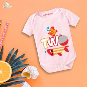 Two month unisex baby romper half sleeve round neck onesie