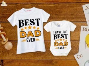 Fathers Day Special Combo White T-Shirts and Romper Sets for Father and baby Combo Pack of 2 |  I Have The Best Dad Ever |