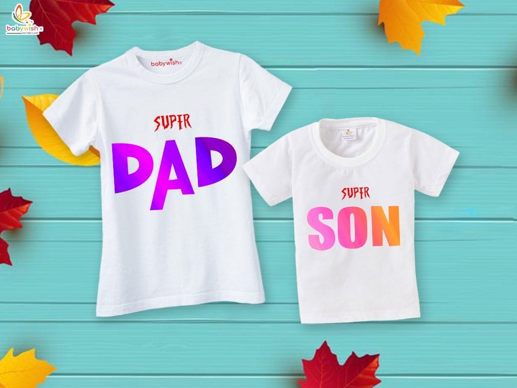 Fathers Day Special Combo White T-Shirts Sets for Father and KId Combo Pack of 2 | Super DAD Super SON |