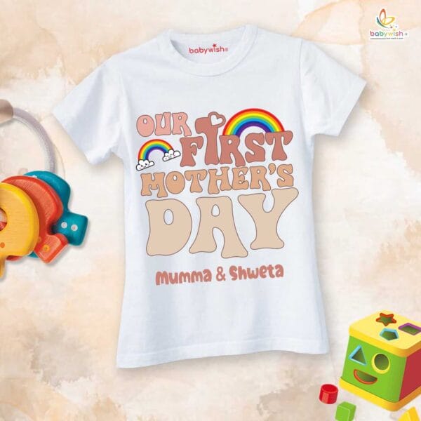 Mothers Day Special Combo White T-Shirts and Romper Sets for Mother and baby Combo Pack of 2 - Image 2