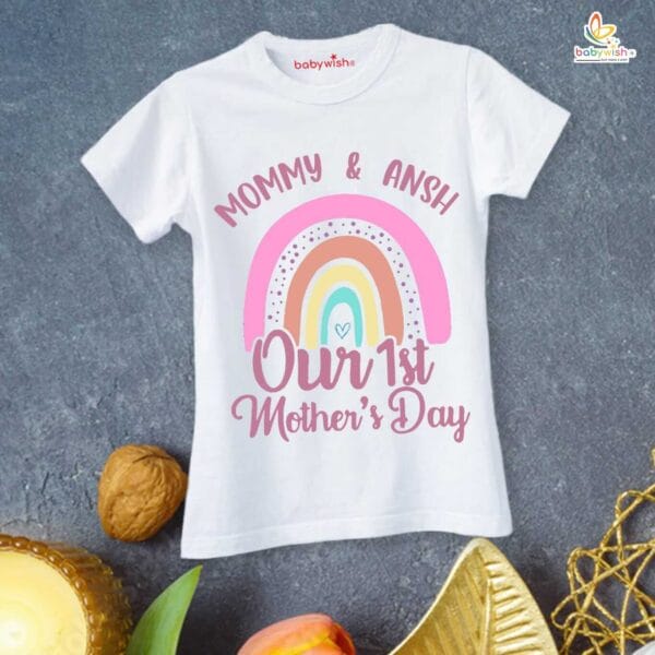 Mothers Day Special Combo White T-Shirts and Romper Sets for Mother and baby Combo Pack of 2 - Image 2