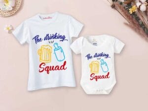Fathers Day Special Combo White T-Shirts and Romper Sets for Father and baby Combo Pack of 2 | The Drinking Squad |