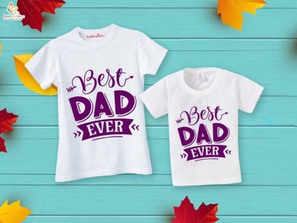 Fathers Day Special Combo White T-Shirts Sets for Father and KId Combo Pack of 2 | Best Dad Ever|