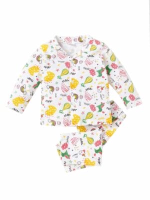 Kids Sleepsuit for Baby Boy’s and Girl’s Topwear and Pajamas Set Long Sleeve Sleepwear Baby Clothing Sets - White Unicorn Rainbow Theme