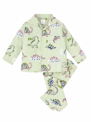 Kids Sleepsuit for Baby Boy’s and Girl’s Topwear and Pajamas Set Long Sleeve Sleepwear Baby Clothing Sets - Green Dinosour Print