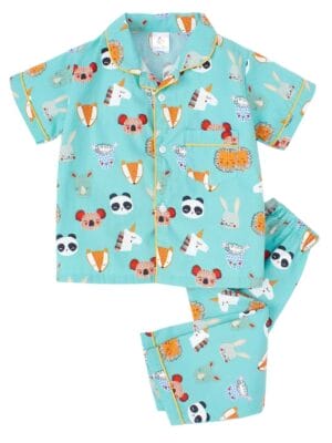 Kids Sleepsuit for Baby Boy’s and Girl’s Topwear and Pajamas Set Long Sleeve Sleepwear Baby Clothing Sets - Blue Panda Printed