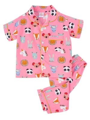 Kids Sleepsuit for Baby Boy’s and Girl’s Topwear and Pajamas Set Long Sleeve Sleepwear Baby Clothing Sets - Pink Panda Printed