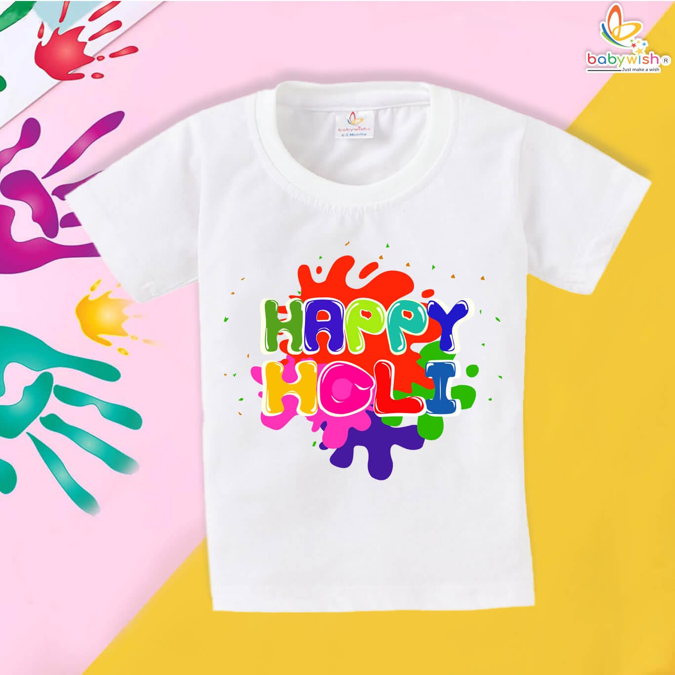 Happy Holi cotton t shirt for kids