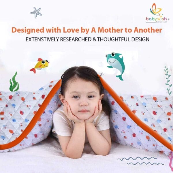 GOTS Certified Organic Muslin Baby Dohar Blanket for Newborn Soft Crib All Seasons Quilt for Microfiber Giftset - Red Fruit Island - Image 3