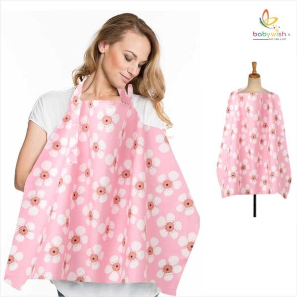Nursing covers for Mother Breathable feeding cover for Breastfeeding 360° Coverage Protection Cover - Pink Shiny Sunflower