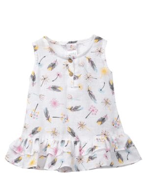Baby Girl Organic Muslin Frock Newborn Girl Knee Length Dress Multi Theme Printed