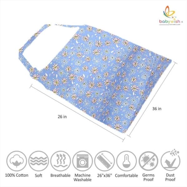 Nursing covers for Mother Breathable feeding cover for Breastfeeding 360° Coverage Protection Cover - Blue Sunflower Theme - Image 8