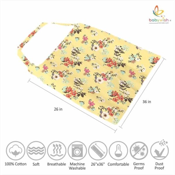 Nursing covers for Mother Breathable feeding cover for Breastfeeding 360° Coverage Protection Cover - Yellow Floral Theme - Image 7
