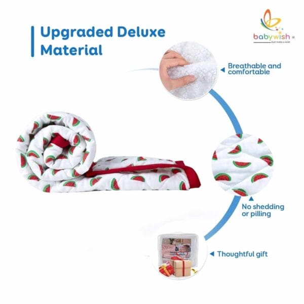 GOTS Certified Organic Muslin Baby Dohar Blanket for Newborn Soft Crib All Seasons Quilt for Microfiber Giftset - Red Watermelon Wonder - Image 8