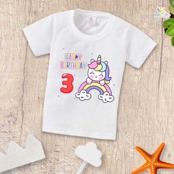 Three Year Birthday Unisex T-Shirt Half Sleeve Round Neck Topwear tee for kids - Image 2