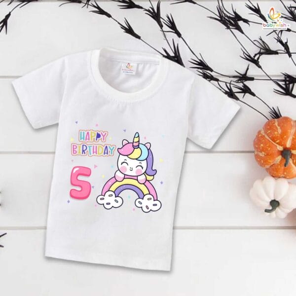 Five Year Birthday Unisex T-Shirt Half Sleeve Round Neck Topwear tee for kids - Image 2