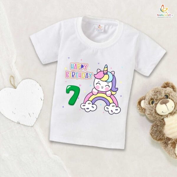 Seven Year Birthday Unisex T-Shirt Half Sleeve Round Neck Topwear tee for kids - Image 2
