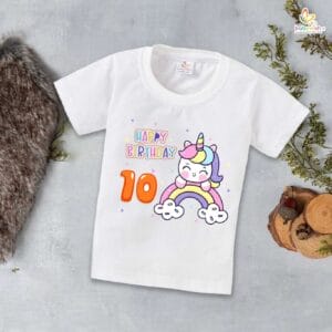Ten Year Birthday Unisex T-Shirt Half Sleeve Round Neck Topwear tee for kids