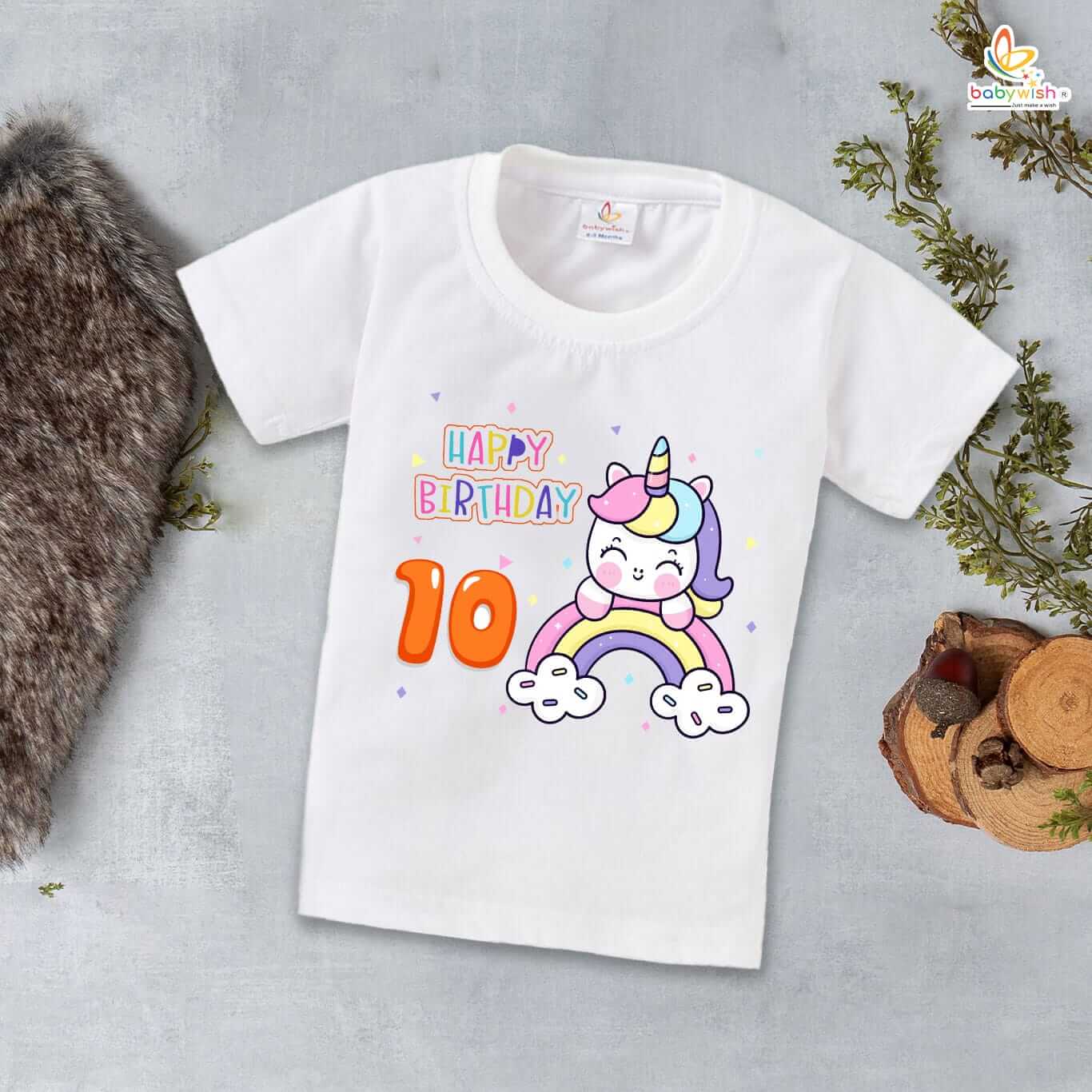 Ten Year Birthday Unisex T-Shirt Half Sleeve Round Neck Topwear tee for kids