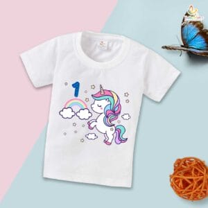 One Year Birthday Unisex T-Shirt Half Sleeve Round Neck Topwear tee for kids