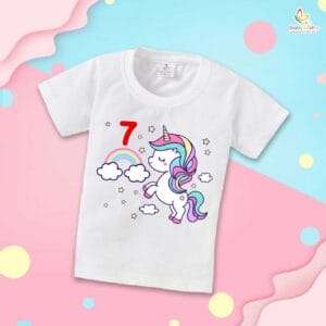 Seven Year Birthday Unisex T-Shirt Half Sleeve Round Neck Topwear tee for kids