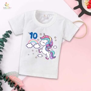 Ten Year Birthday Unisex T-Shirt Half Sleeve Round Neck Topwear tee for kids