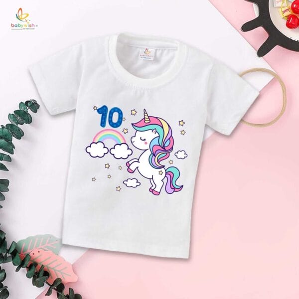 Ten Year Birthday Unisex T-Shirt Half Sleeve Round Neck Topwear tee for kids