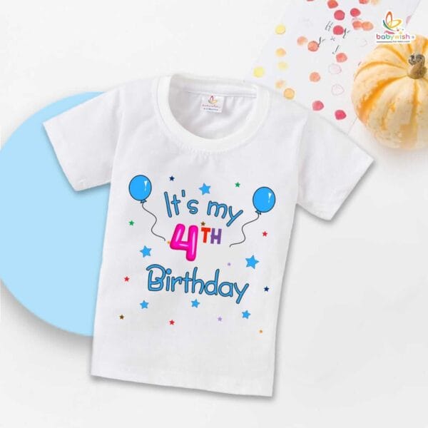 Four Year Birthday Unisex T-Shirt Half Sleeve Round Neck Topwear tee for kids - Image 2