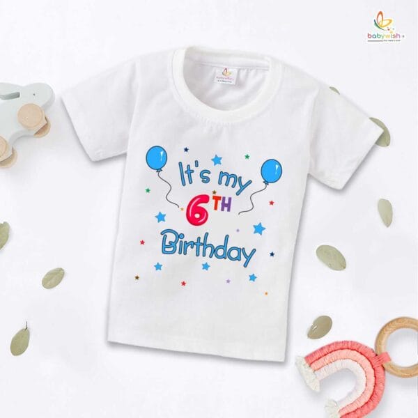 Six Year Birthday Unisex T-Shirt Half Sleeve Round Neck Topwear tee for kids - Image 2