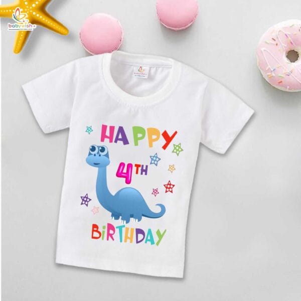 Four Year Birthday Unisex T-Shirt Half Sleeve Round Neck Topwear tee for kids - Image 2