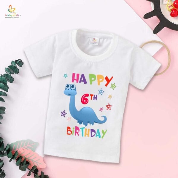 Six Year Birthday Unisex T-Shirt Half Sleeve Round Neck Topwear tee for kids - Image 2