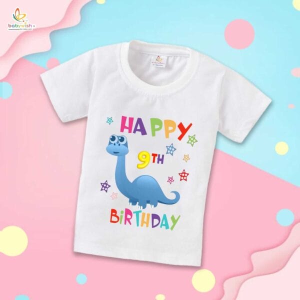 Nine Year Birthday Unisex T-Shirt Half Sleeve Round Neck Topwear tee for kids - Image 2