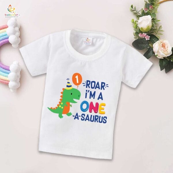 One Year Birthday Unisex T-Shirt Half Sleeve Round Neck Topwear tee for kids - Image 4