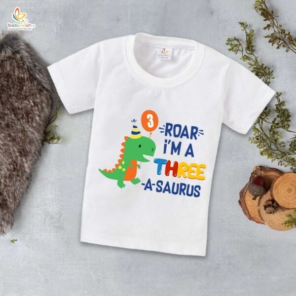 Three Year Birthday Unisex T-Shirt Half Sleeve Round Neck Topwear tee for kids - Image 4