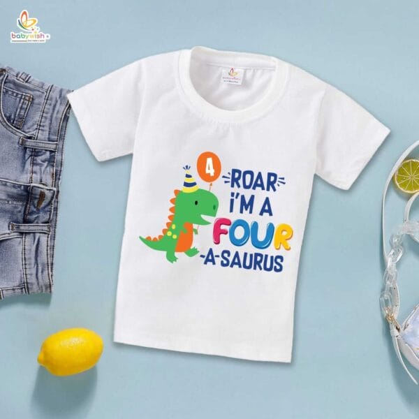 Four Year Birthday Unisex T-Shirt Half Sleeve Round Neck Topwear tee for kids - Image 4