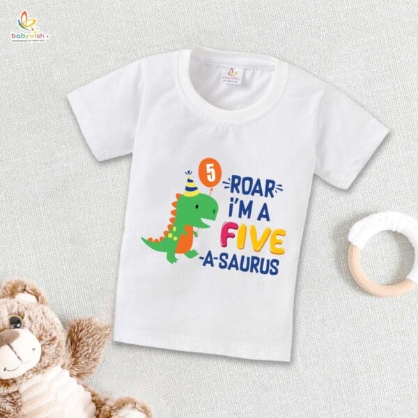Five Year Birthday Unisex T-Shirt Half Sleeve Round Neck Topwear tee for kids - Image 4