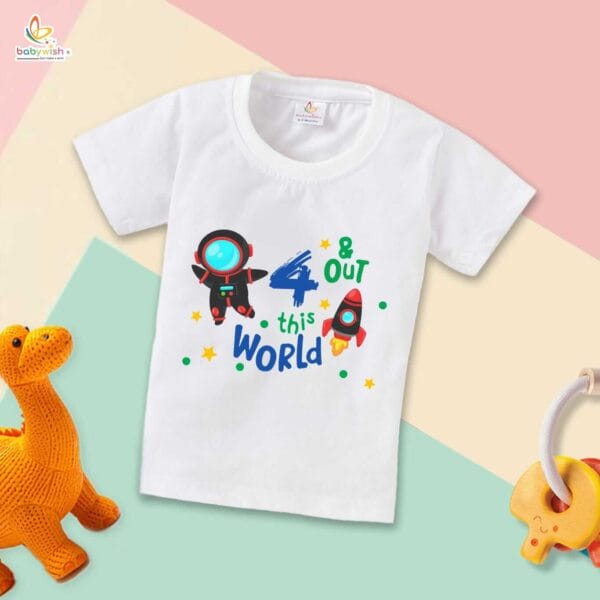 Four Year Birthday Unisex T-Shirt Half Sleeve Round Neck Topwear tee for kids - Image 2