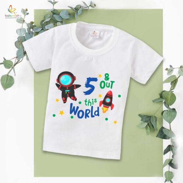 Five Year Birthday Unisex T-Shirt Half Sleeve Round Neck Topwear tee for kids - Image 2