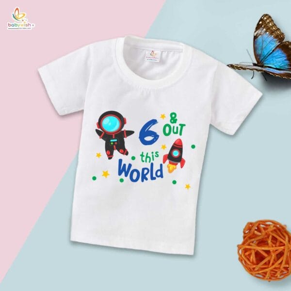 Six Year Birthday Unisex T-Shirt Half Sleeve Round Neck Topwear tee for kids - Image 2