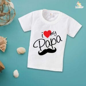 Father's Day Special T-Shirt for Boy’s and Girl’s Half Sleeve Topwear for Unisex Kids | I Love My Papa |