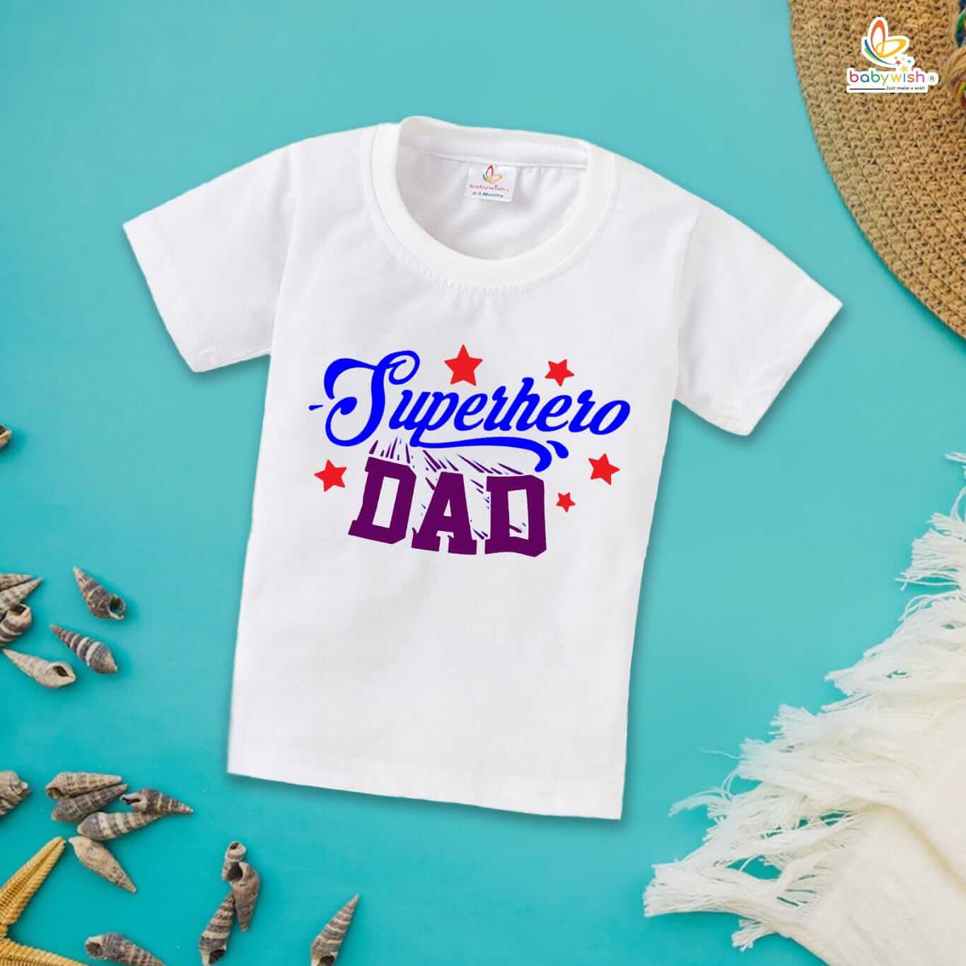 Superhero DAD T-Shirt for Kids – Father’s Day Special Half Sleeve Unisex Topwear for Boys & Girls | Celebrate Dad with Cute Kids Outfit | Babywish