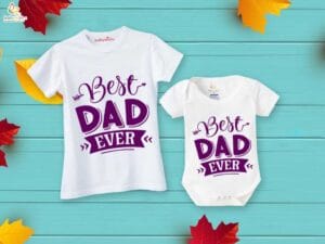 Fathers Day Special Combo White T-Shirts and Romper Sets for Father and baby Combo Pack of 2 | Best Dad Ever|