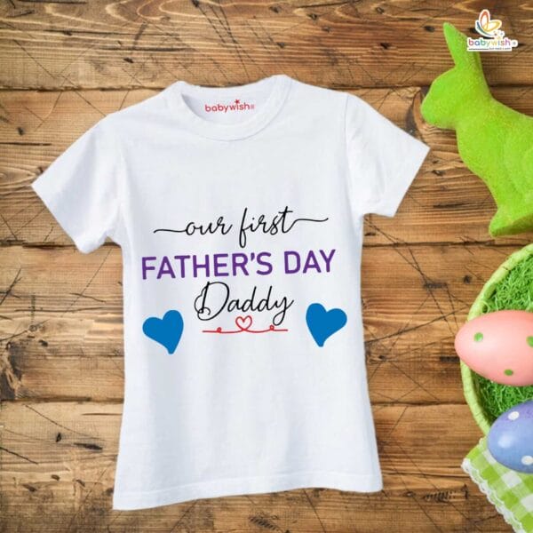 Fathers Day Special Combo White T-Shirts and Romper Sets for Father and baby Combo Pack of 2 |Our First Father's Day daddy| - Image 2