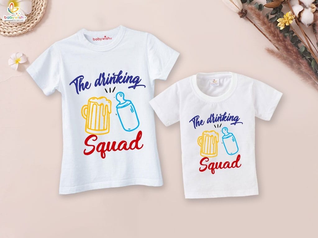 Fathers Day Special Combo White T-Shirts Sets for Father and KId Combo Pack of 2 | Happy 1st Father's Day Daddy !|