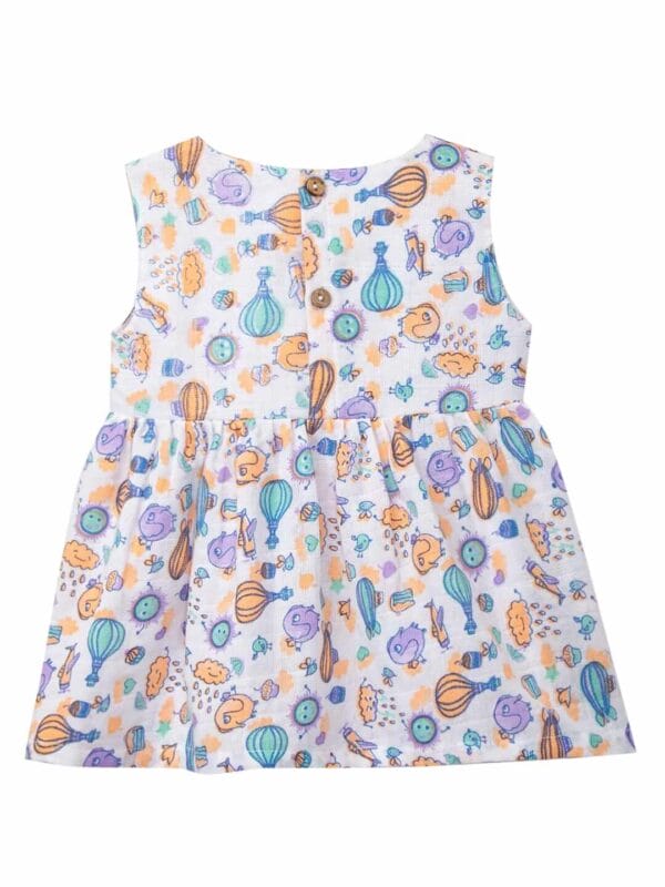 Baby Girl Organic Muslin Frock Newborn Girl Knee Length Dress Multi Theme Printed - Image 8