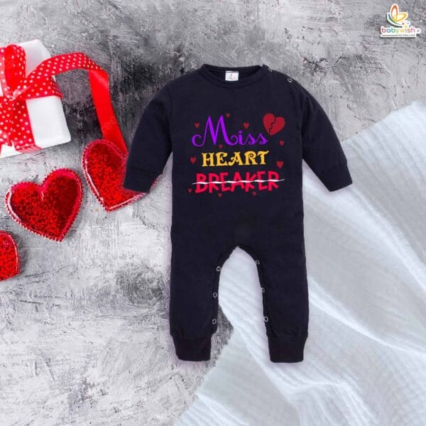 Miss Heart Breaker Baby Girl Romper – My First Valentine’s Day Full Body Bodysuit for Newborn & Infant | Cute Valentine’s Day Outfit for Baby Girls | Soft Baby Clothes – Babywish - Image 2