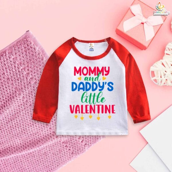 My First Valentine's Day Baby T-Shirt – Mommy & Daddy's Little Valentine | Cute Full Sleeve Infant Outfit | Baby Girl & Boy Valentine's Gift – Babywish - Image 2