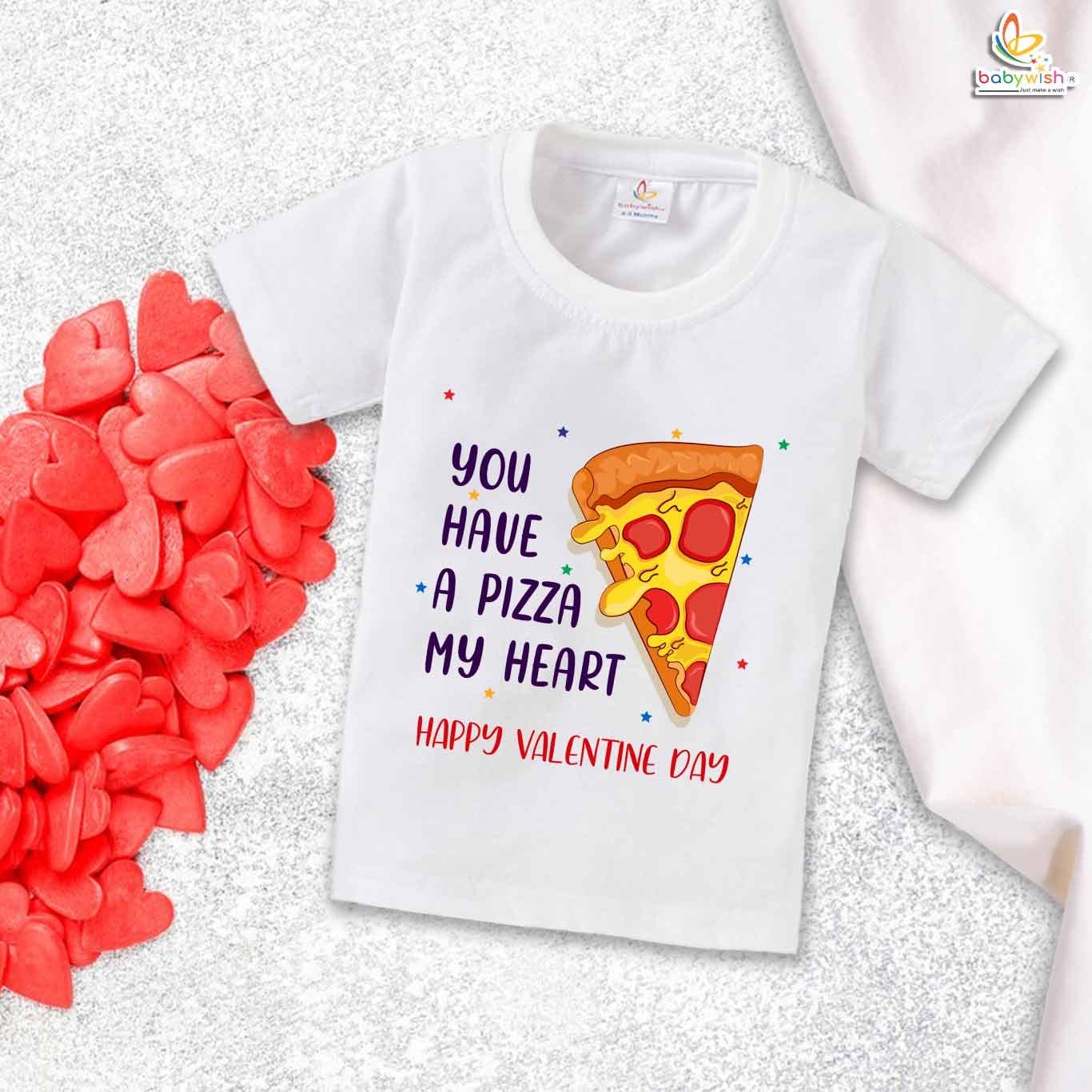 Babywish Valentine Day T-shirt My First Valentine Day T-shirt You Have A Pizza My Heart