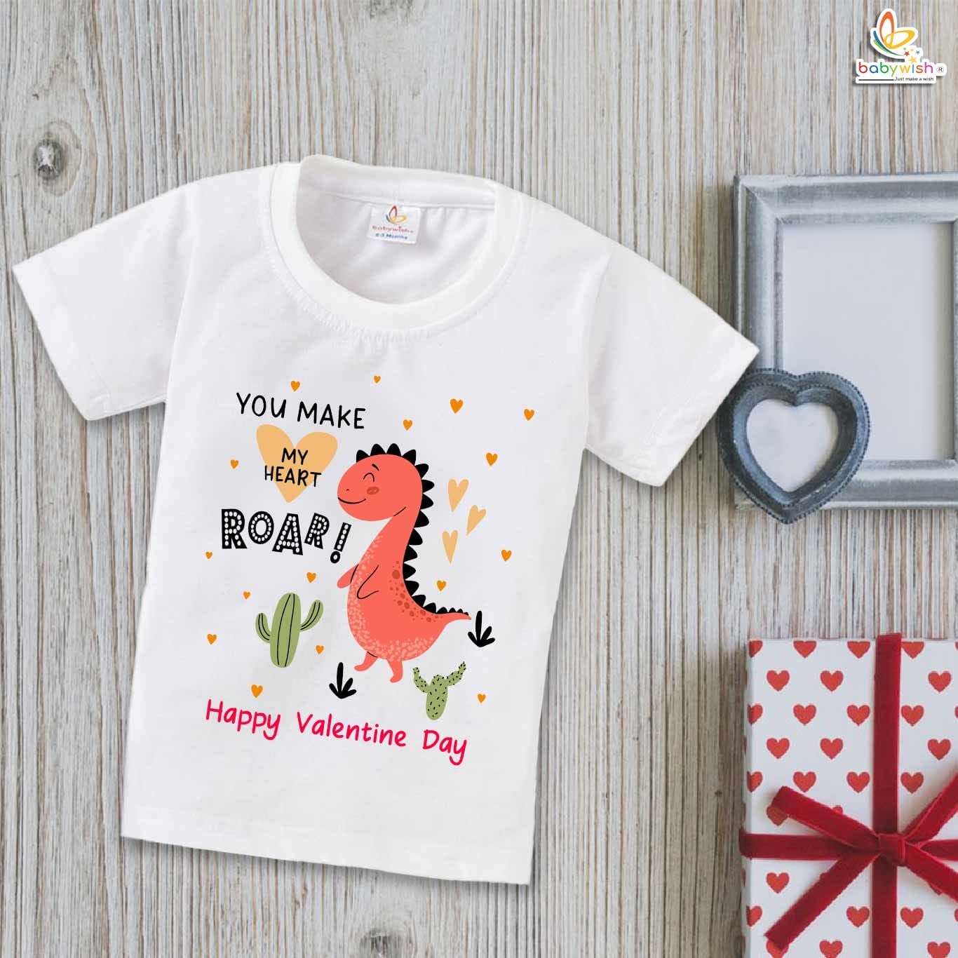 Babywish Valentine Day T-shirt My First Valentine Day T-shirt You Make My Heart Roar!